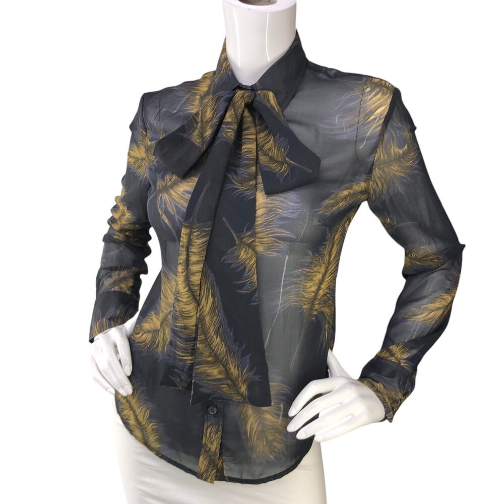 Craig Taylor Womens Size XS Button Up Shirt Top Piper Fit Volare Print Neck Bow